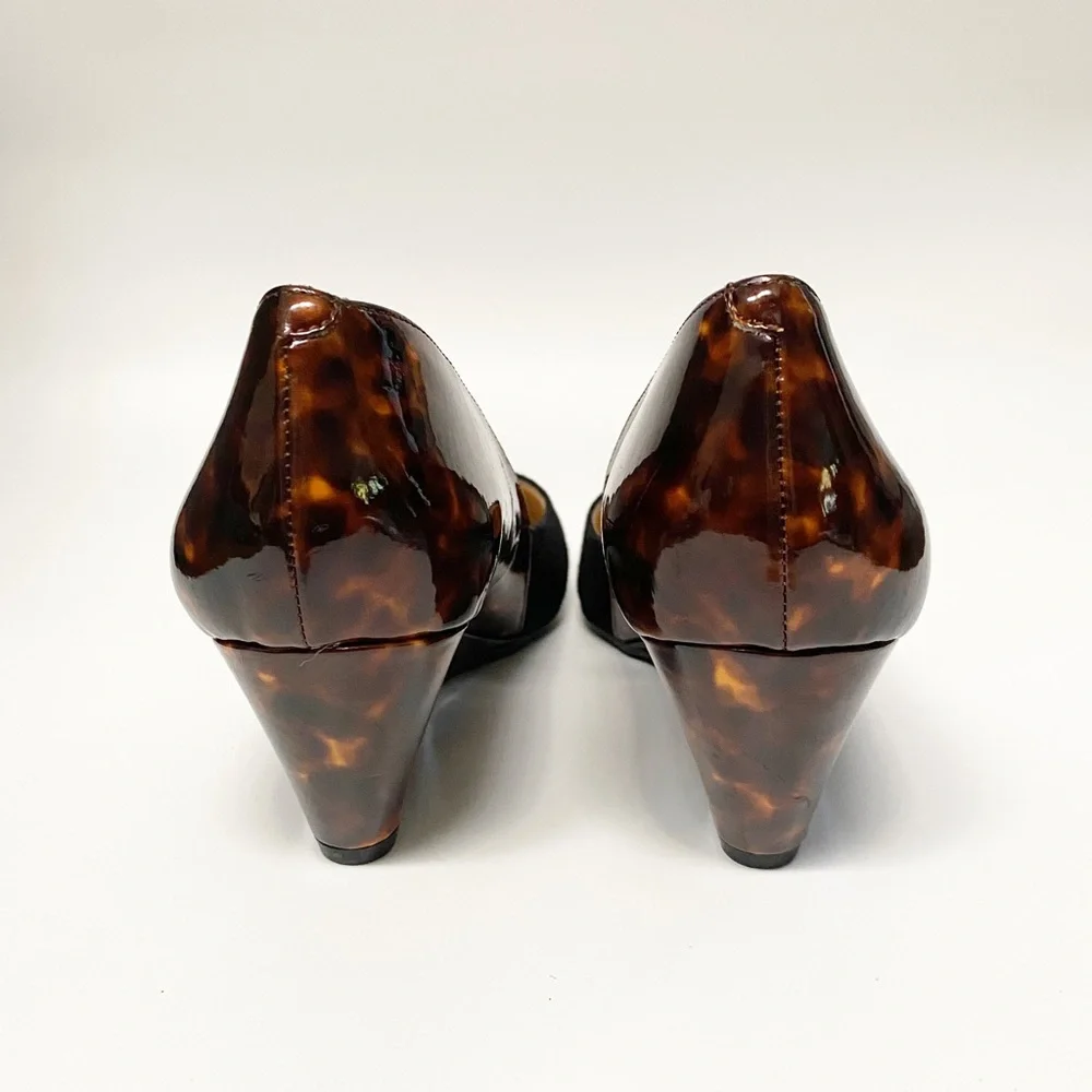 Audrey Brooke Tortoise and Suede Wedge Heels